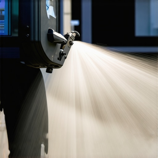 Advanced Power Washing Equipment in Action Close-up of a power washer nozzle with eco-friendly cleaning solution preparing for surface cleaning.