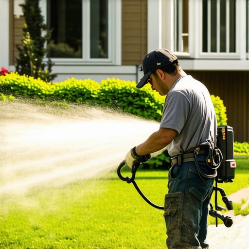 Professional Power Washing in Action Power washer cleaning a house exterior with expert technique.