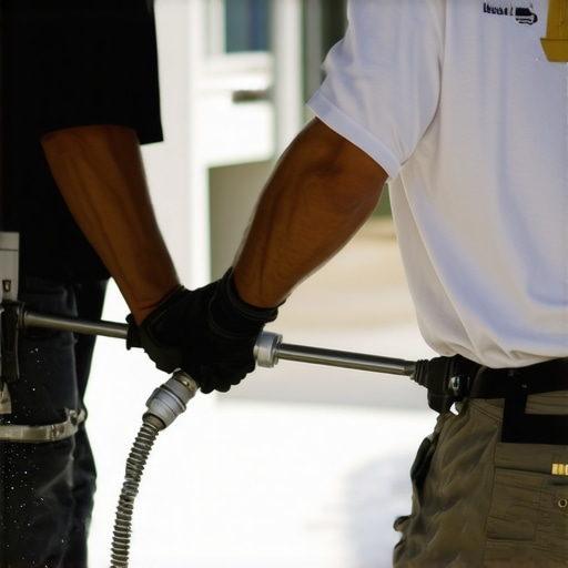 Surface-Specific Power Washing Techniques Technician adjusting pressure settings on a power washer for different surfaces.