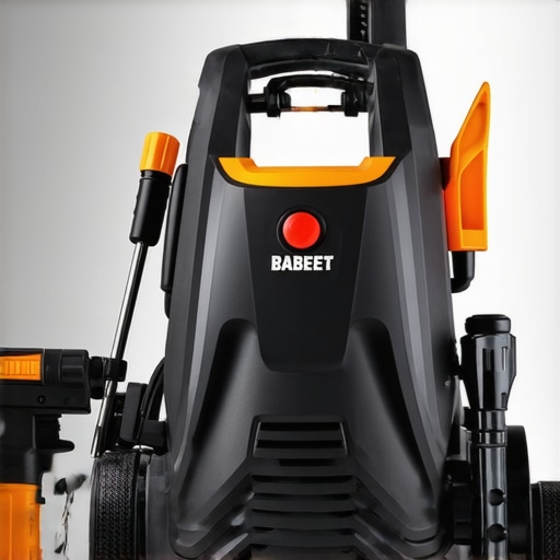 A detailed image showing various power washing tools and nozzles arranged for maintenance