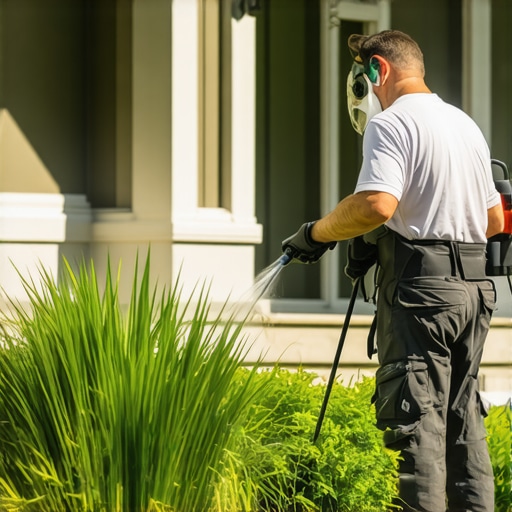 Homeowner using a power washer safely on house siding with protective gear
